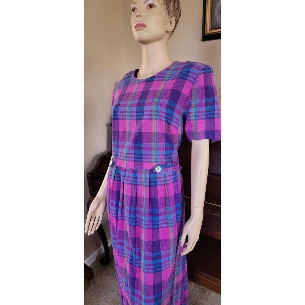 Vintage Purple And Pink Plaid Lady Dorby Long Dre… - image 4
