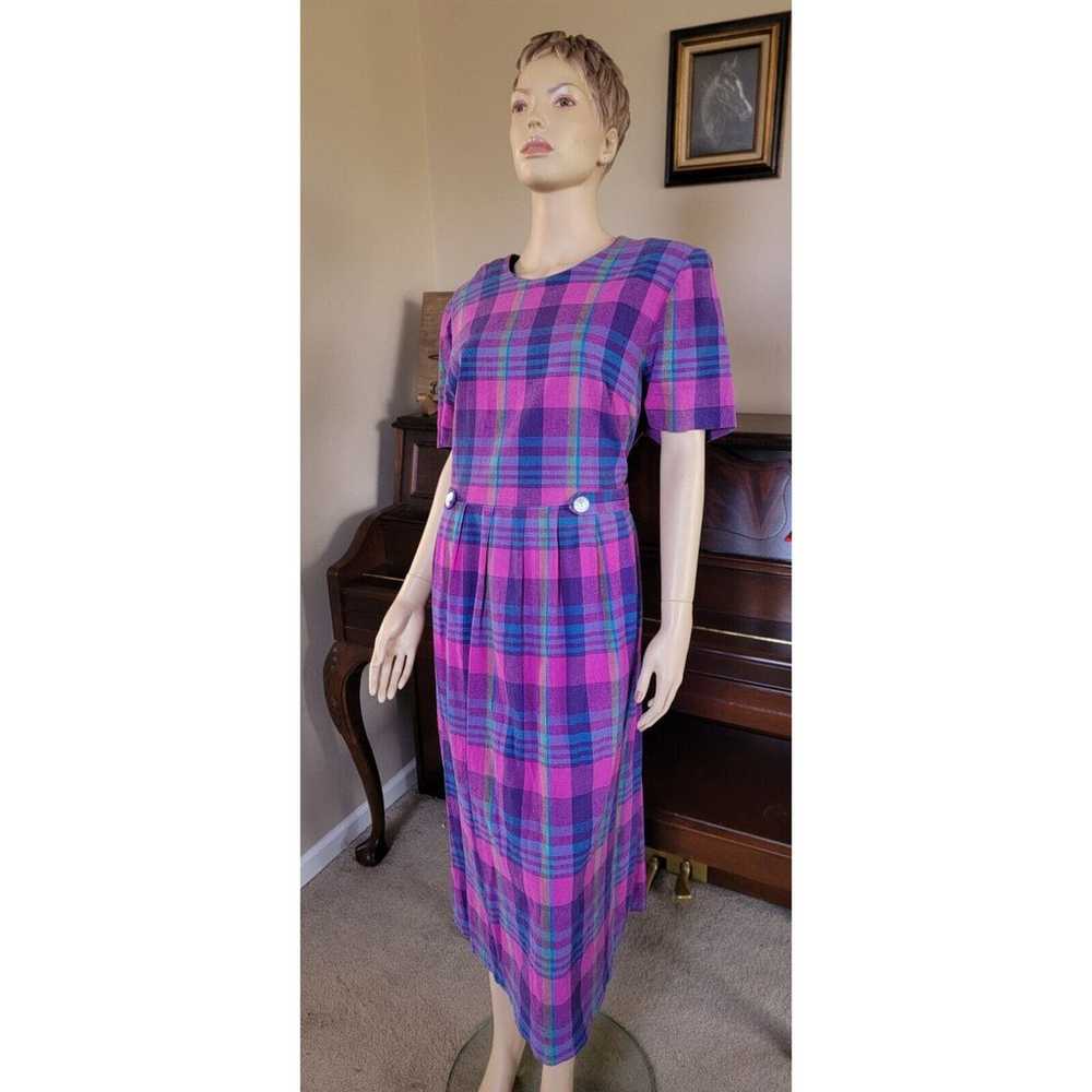 Vintage Purple And Pink Plaid Lady Dorby Long Dre… - image 5
