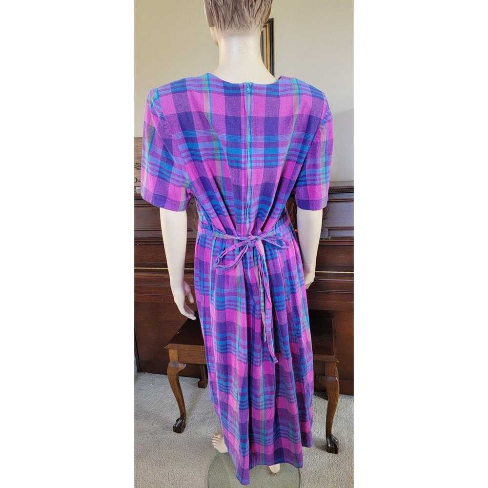 Vintage Purple And Pink Plaid Lady Dorby Long Dre… - image 9