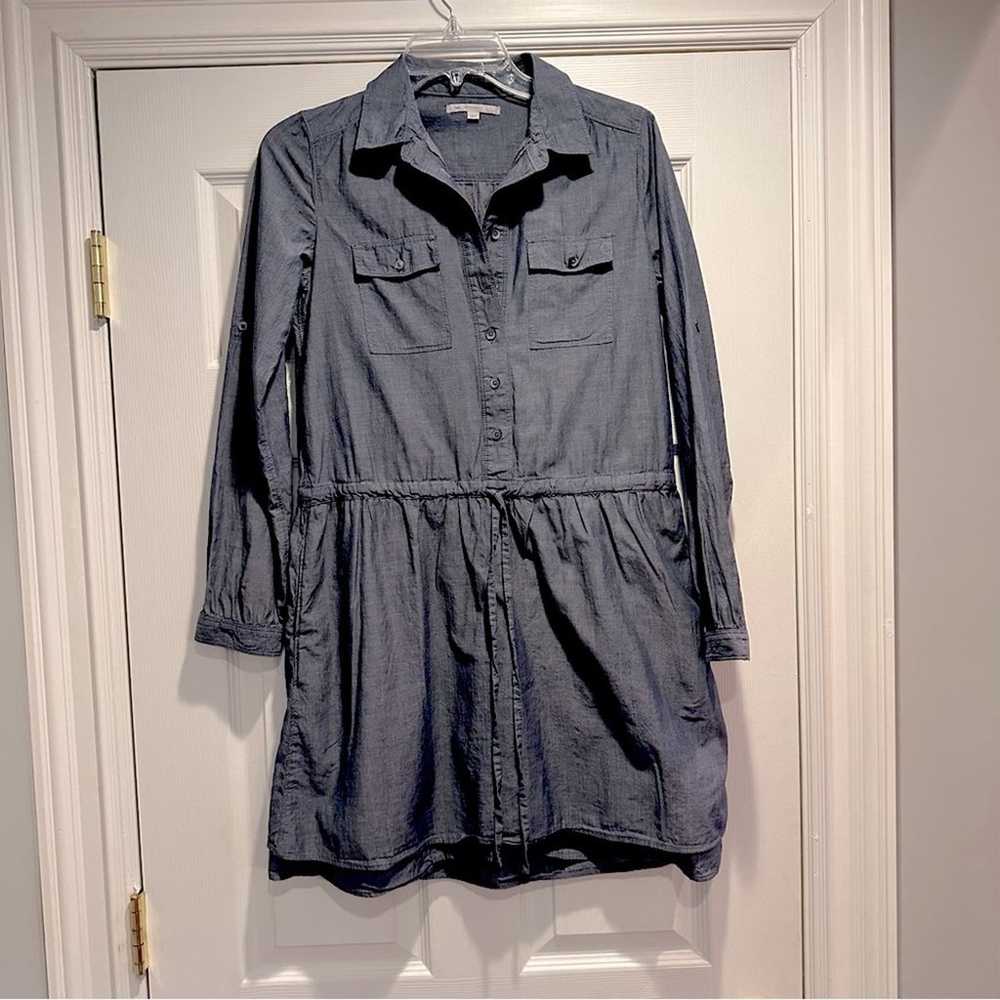 Gap Chambray Shirt Dress Blue Long Roll Tab Sleev… - image 2