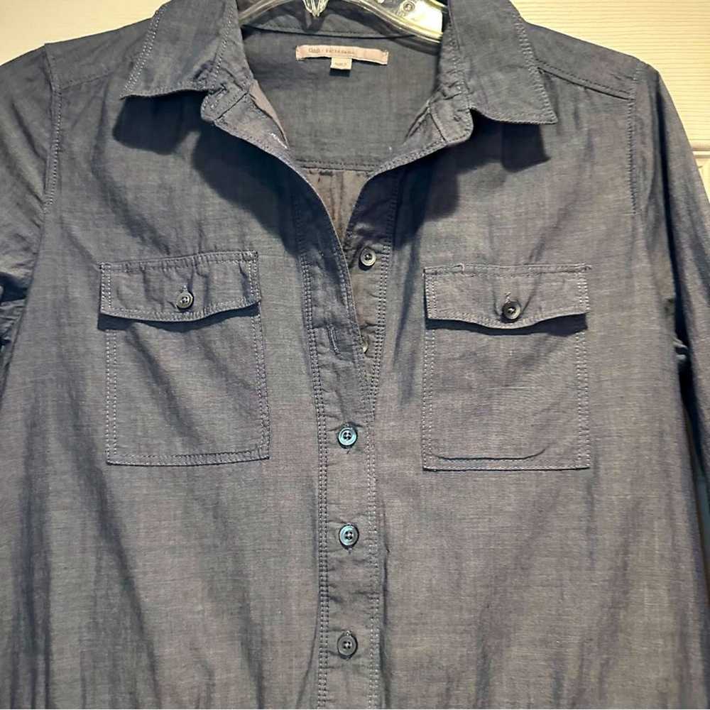 Gap Chambray Shirt Dress Blue Long Roll Tab Sleev… - image 4