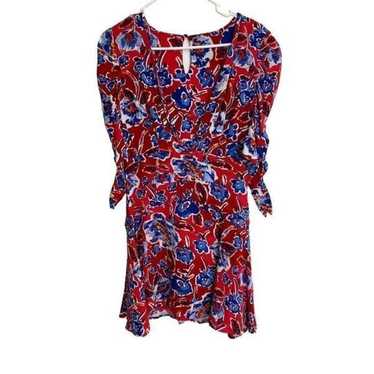 Free People Red Glow Up Mini Dress Floral Red Blu… - image 1