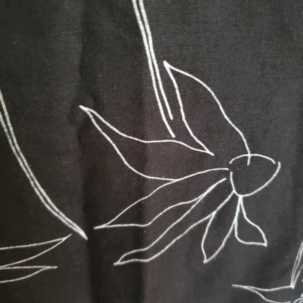 Vintage 90s Black Floral Linen Blend Sheath Dress… - image 2