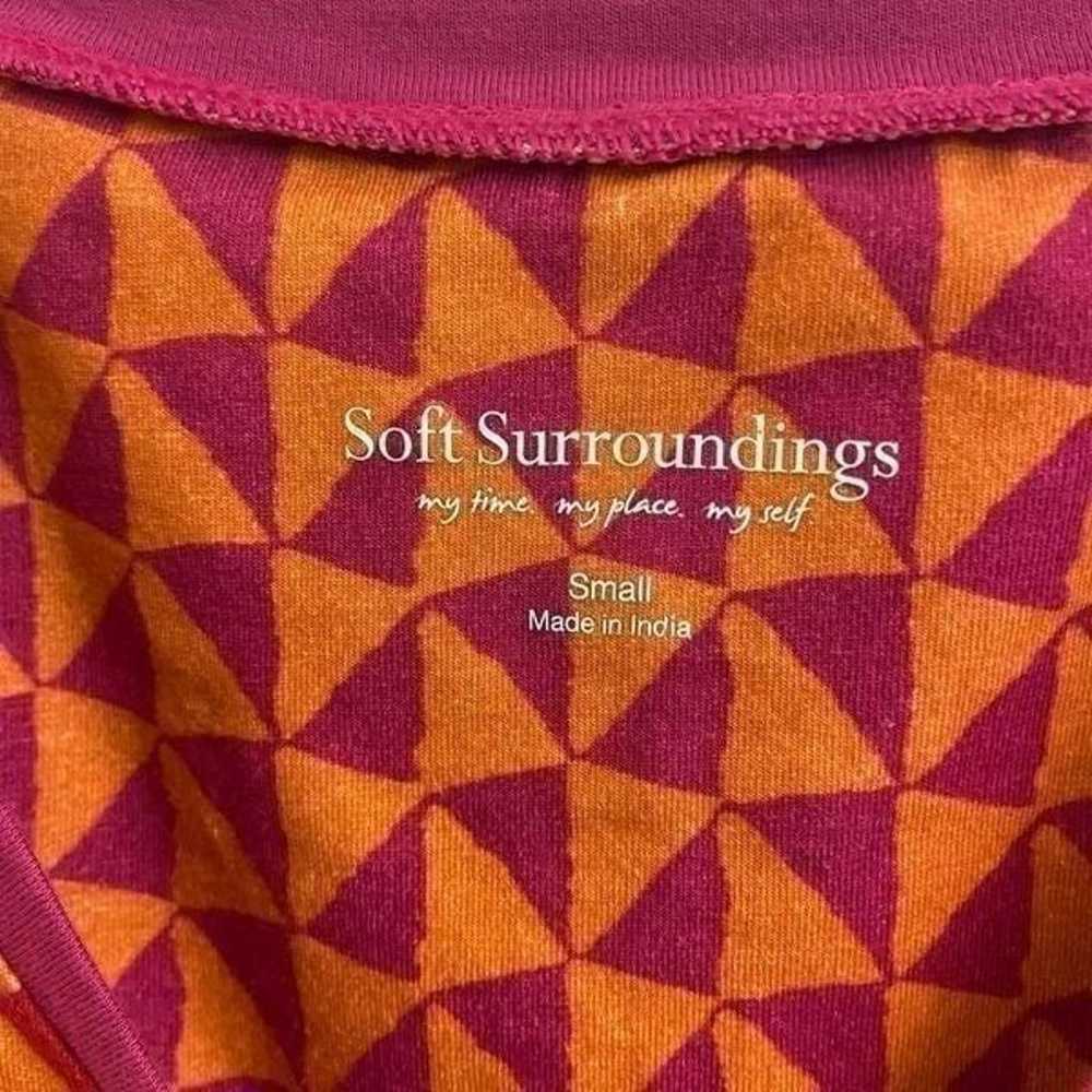 Soft Surroundings Geometric Maxi Dress Pink & Ora… - image 3