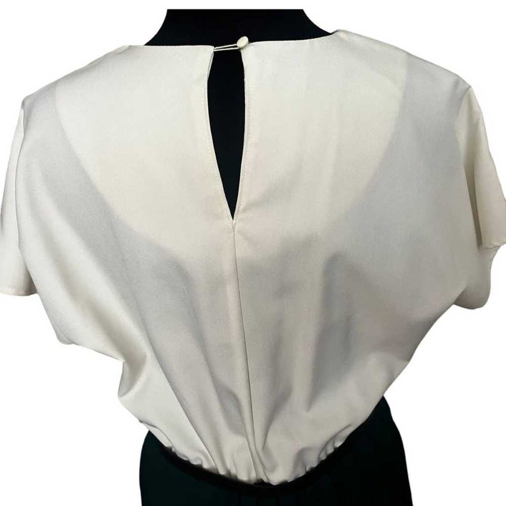 Vintage 70s White Green Secretary Nerd Dress Retr… - image 5