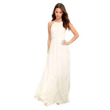 LULU'S Embroidered White Maxi Dress Size Small - image 1
