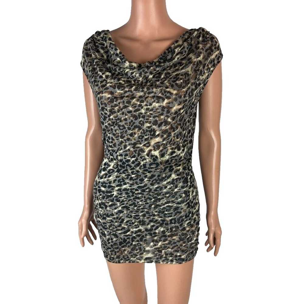 Express SZ Medium Dress Women`s Animal Print Drap… - image 1