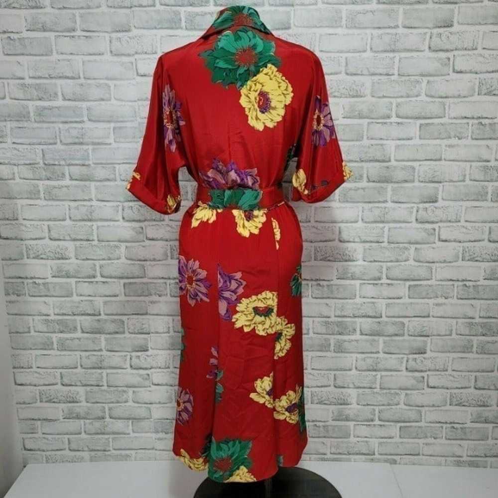 Vintage 80s Dawn Joy Fashions S Red Bright Floral… - image 6