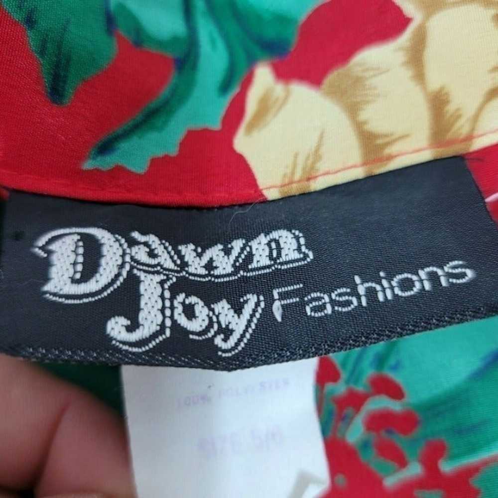 Vintage 80s Dawn Joy Fashions S Red Bright Floral… - image 7