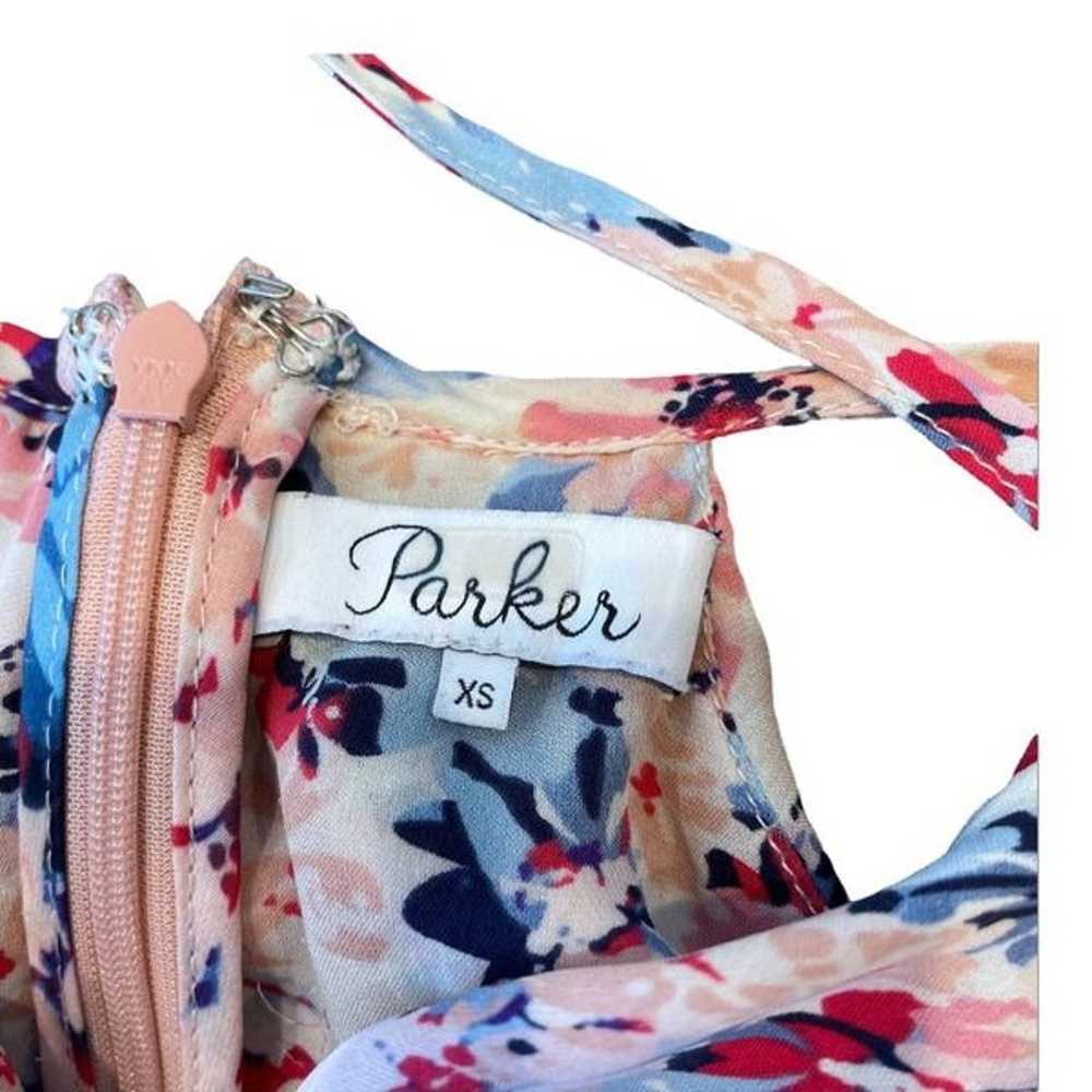 Parker Womens Pink Blue Floral Silk Sleeveless Ti… - image 7