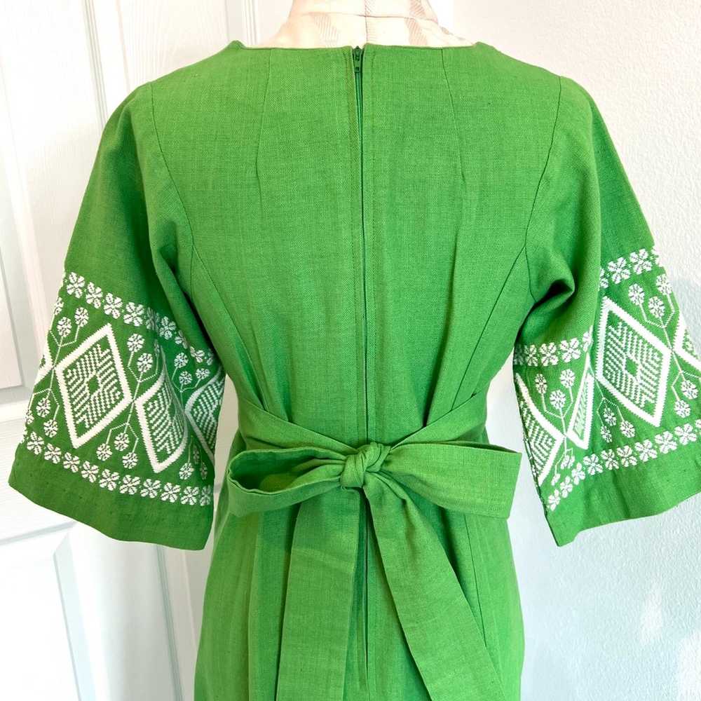 Green & white hand woven cotton maxi dress with t… - image 10