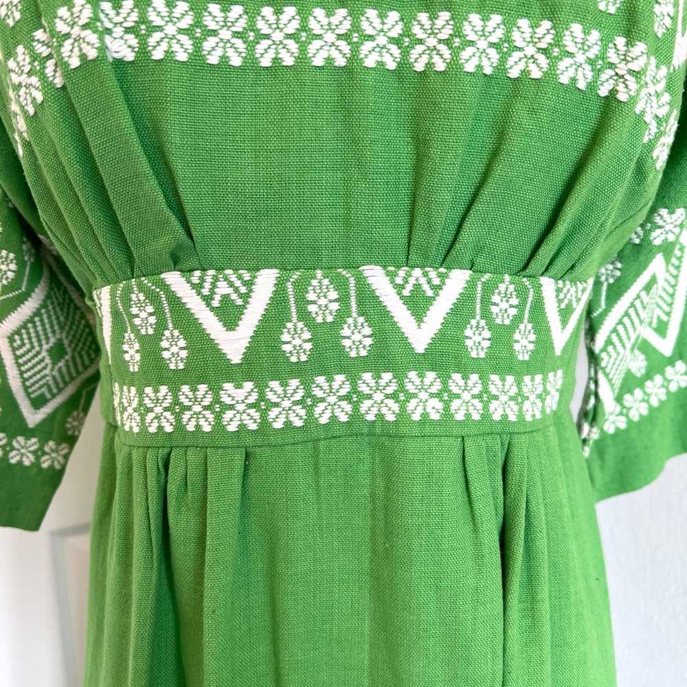Green & white hand woven cotton maxi dress with t… - image 6
