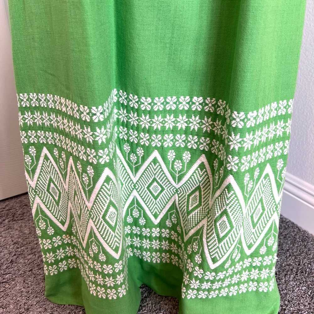 Green & white hand woven cotton maxi dress with t… - image 7
