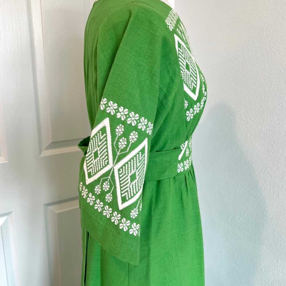 Green & white hand woven cotton maxi dress with t… - image 8