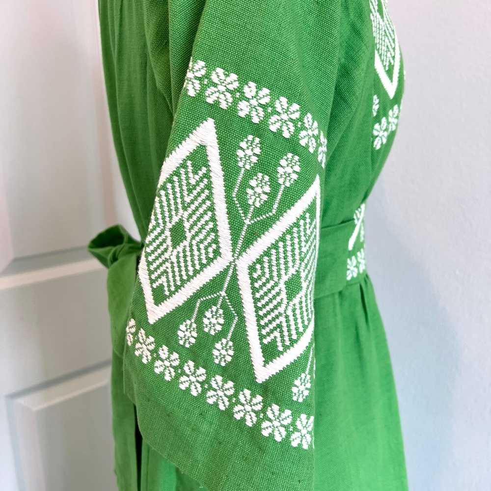 Green & white hand woven cotton maxi dress with t… - image 9