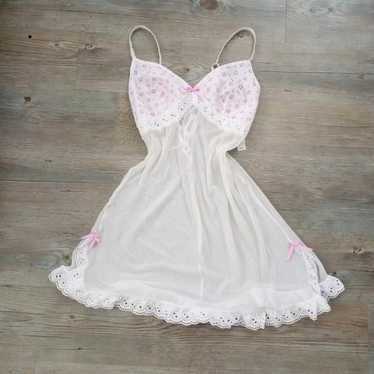 Y2K Lavender Floral Embroidered Lace Fairy Slip - image 1