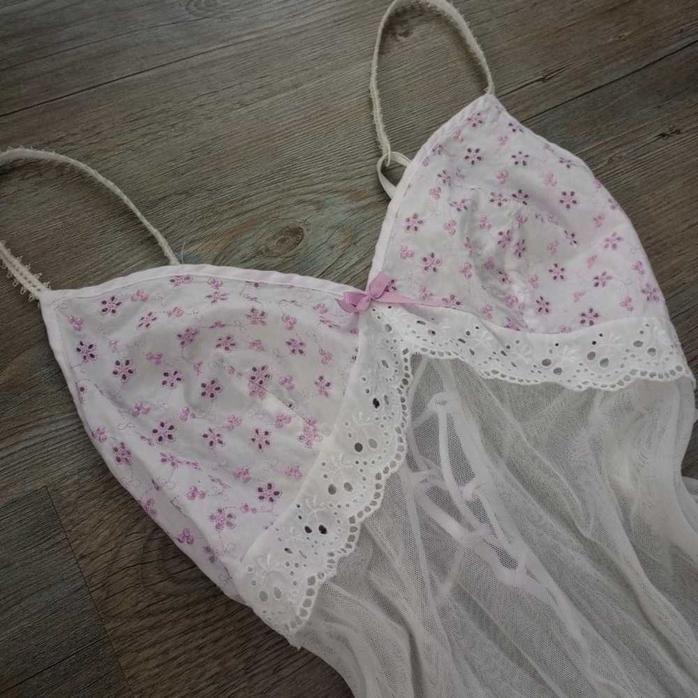 Y2K Lavender Floral Embroidered Lace Fairy Slip - image 3