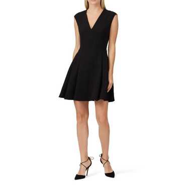 Theory Pleated Cap Dress Black Size 8 V Neck Slee… - image 1