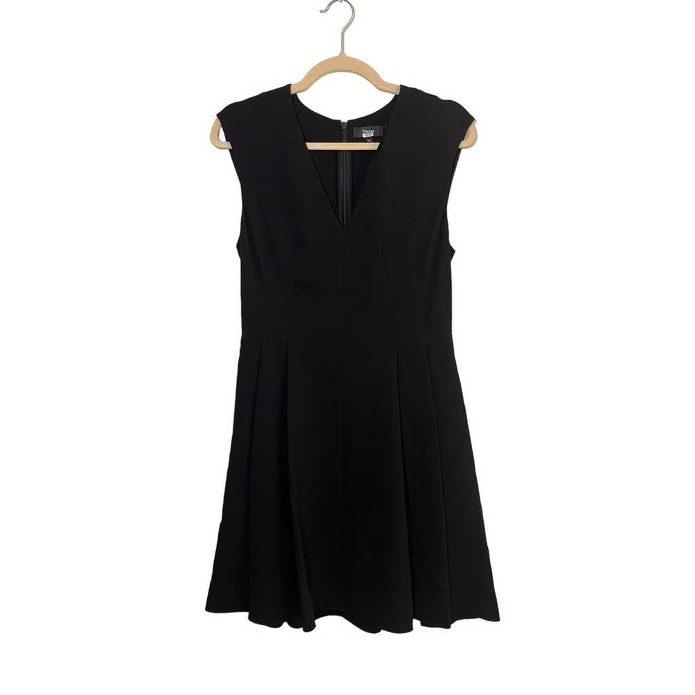 Theory Pleated Cap Dress Black Size 8 V Neck Slee… - image 2