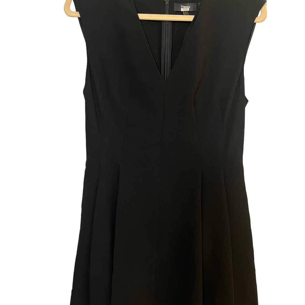 Theory Pleated Cap Dress Black Size 8 V Neck Slee… - image 6