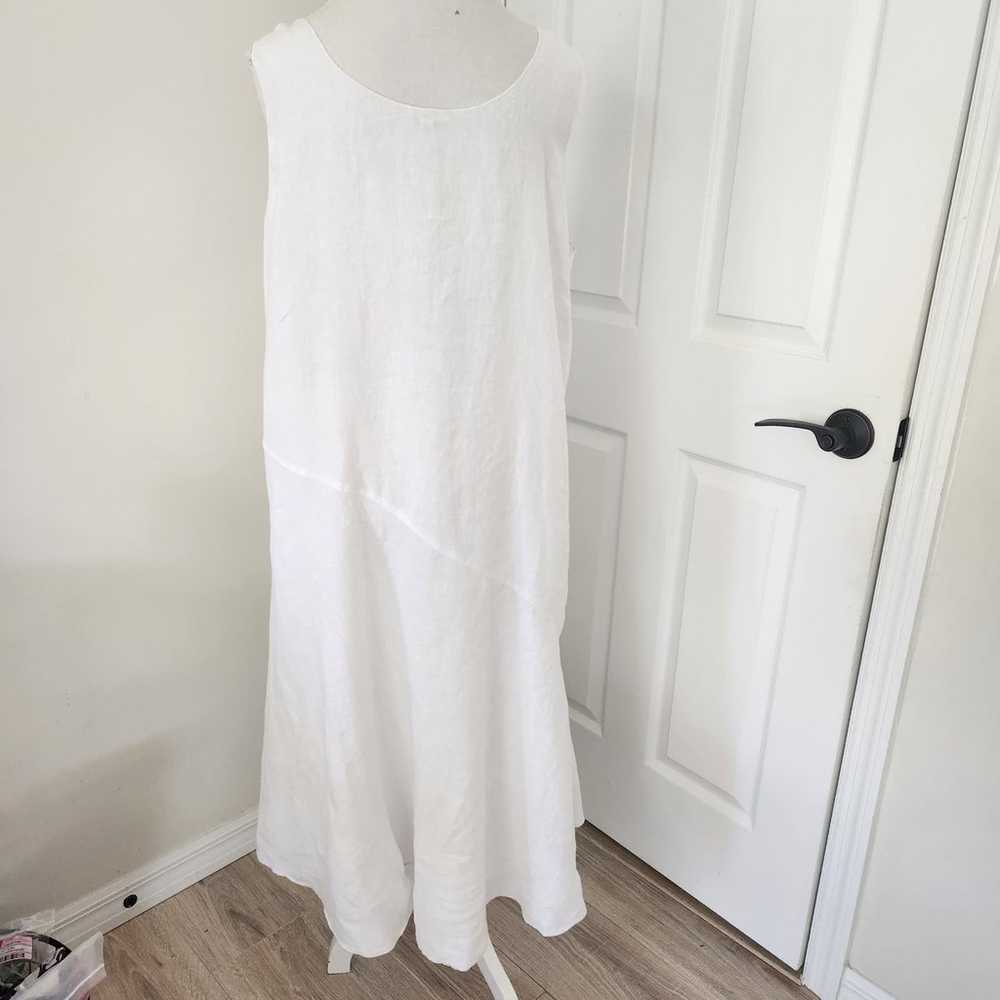 Eileen Fisher Linen Dress Size Large White Maxi D… - image 2