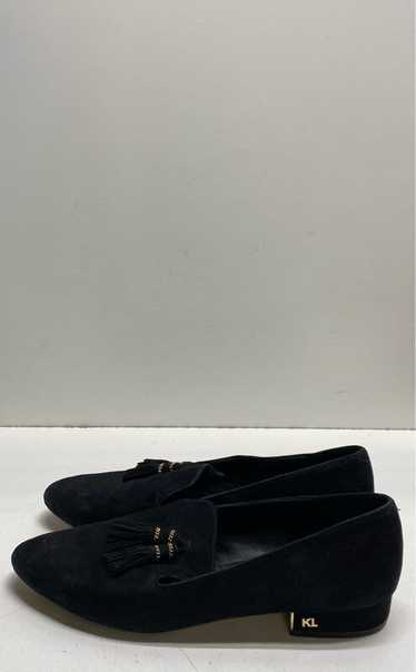 Karl Lagerfeld Clover Black Suede Tassel Flats Lo… - image 1