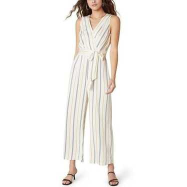 BB Dakota Rayon Belted Jumpsuit - Stripes - White… - image 1