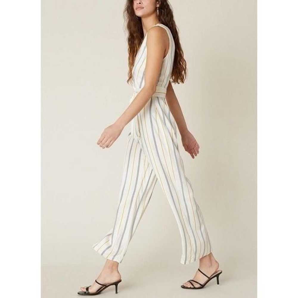 BB Dakota Rayon Belted Jumpsuit - Stripes - White… - image 3