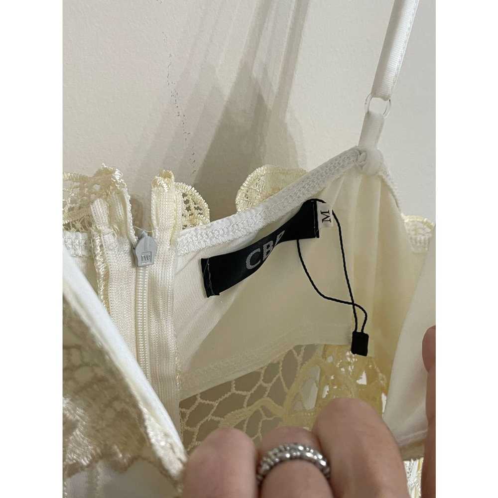 CBR White Maxi Dress Slit Sides Cream Lace Top Si… - image 10