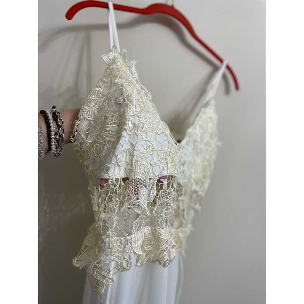 CBR White Maxi Dress Slit Sides Cream Lace Top Si… - image 6