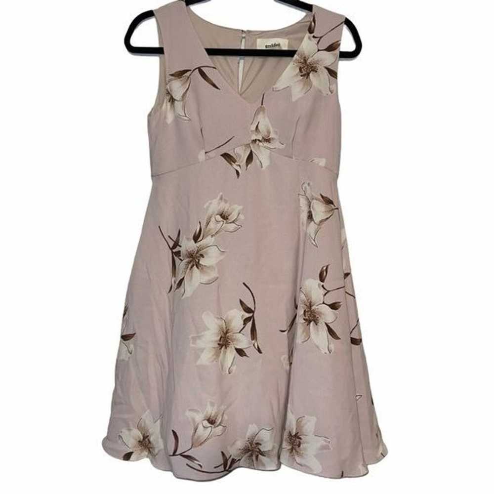 Snidel Floral Taupe Tan Sleeveless Lined Short Dr… - image 1