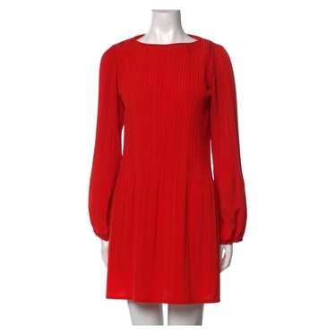 Maje Bateau Neckline Sleeved Red Mini Dress Size 1 - image 1