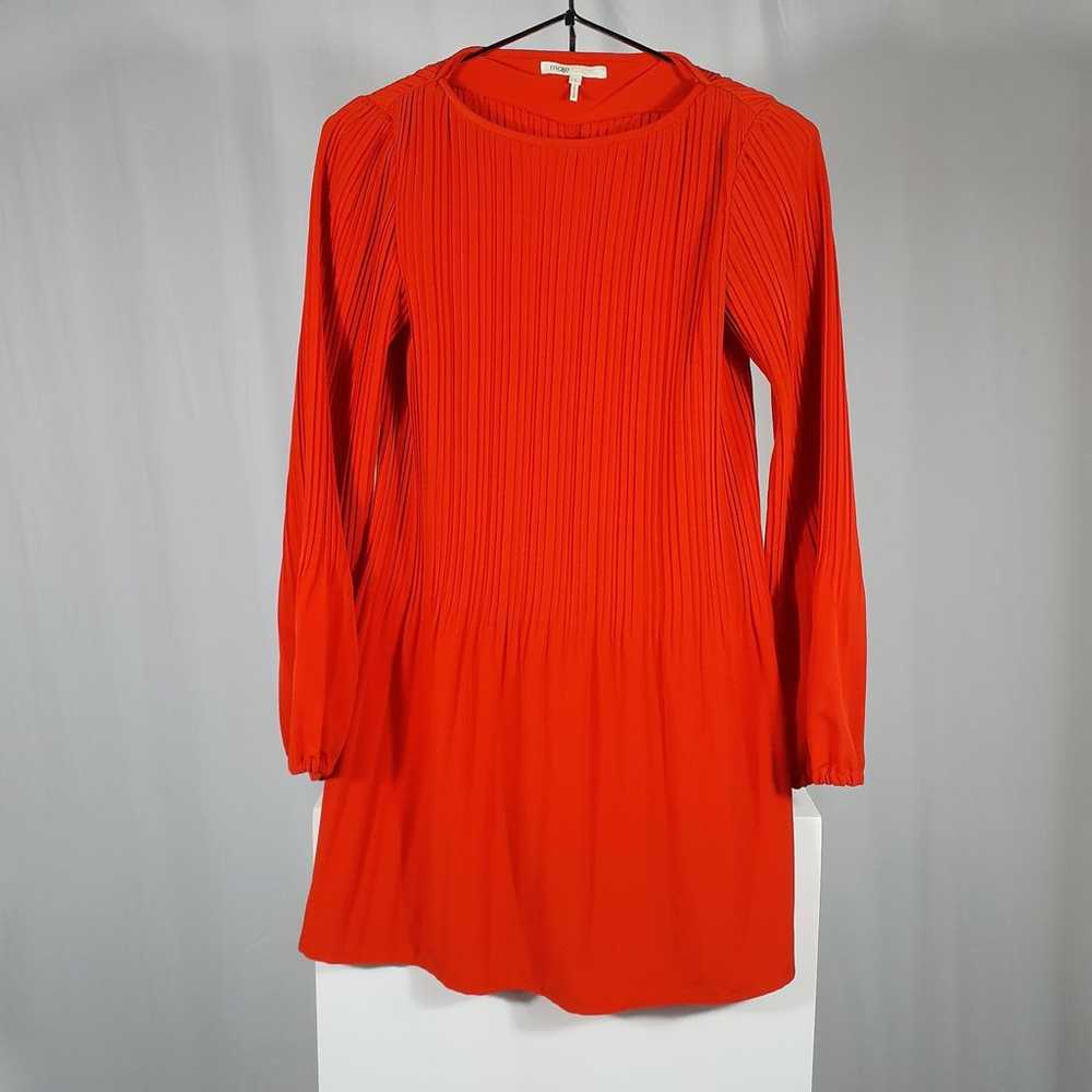 Maje Bateau Neckline Sleeved Red Mini Dress Size 1 - image 2