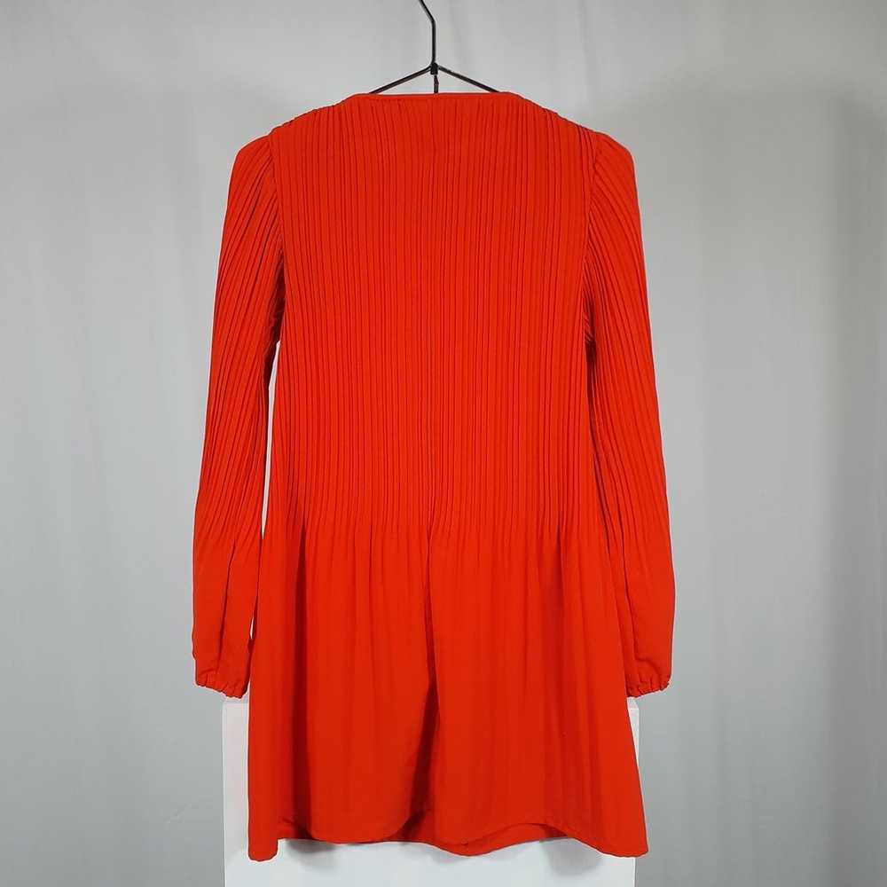 Maje Bateau Neckline Sleeved Red Mini Dress Size 1 - image 3