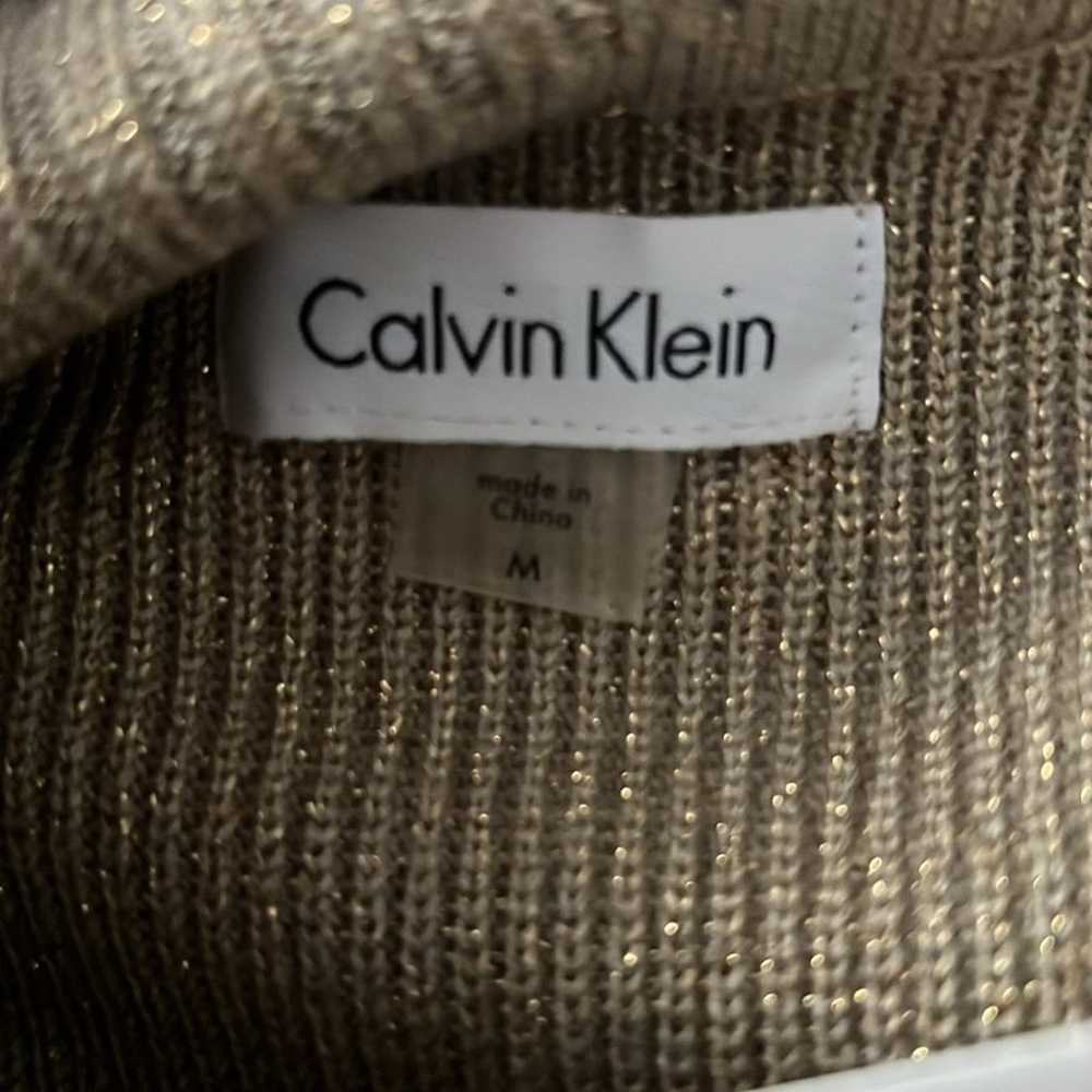Calvin Klein NWOT shimmer gold sweater dress size… - image 3
