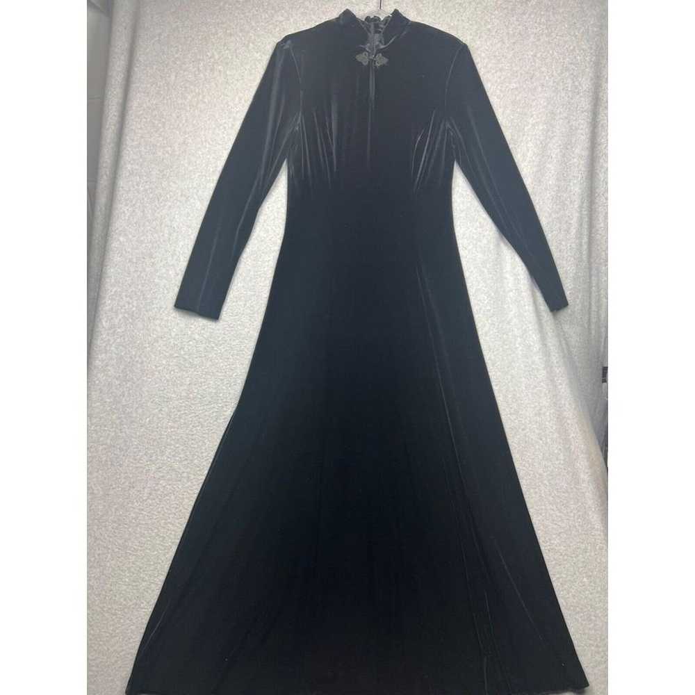 Vtg David Warren Velvet Maxi Dress Wmn Sz 8 Black… - image 1