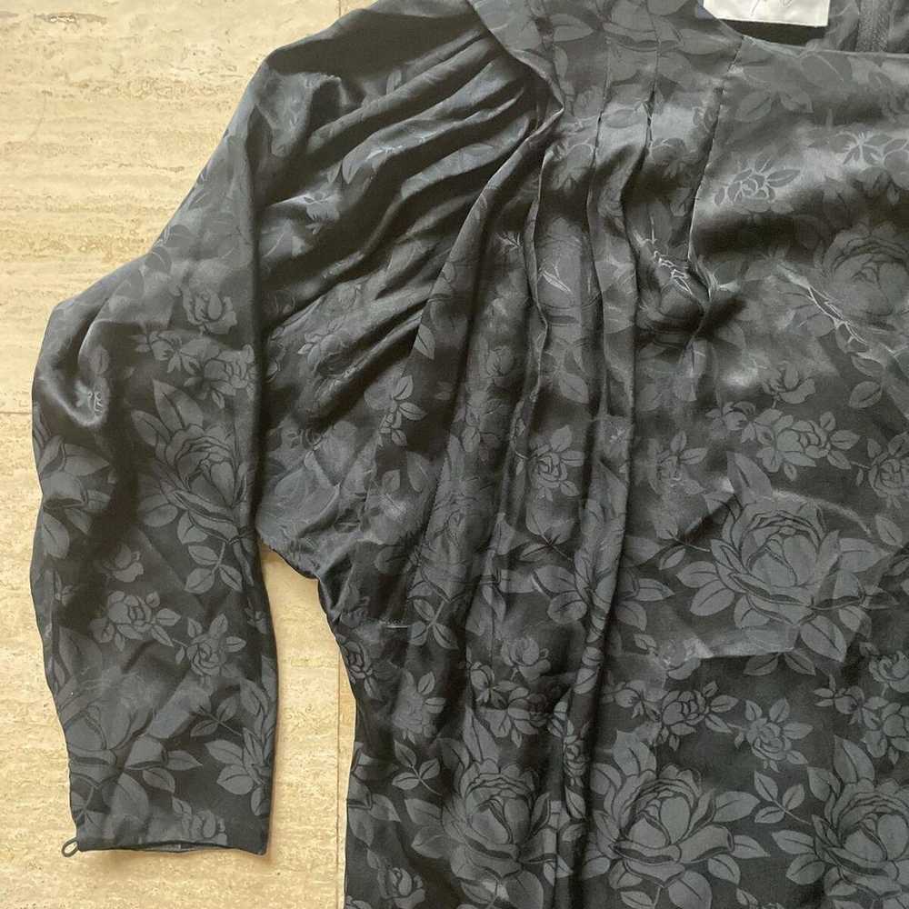 Vintage Lord & Taylor Black Floral Dress 100% Sil… - image 3