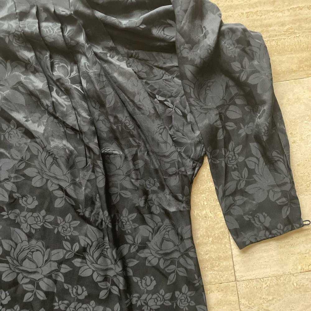 Vintage Lord & Taylor Black Floral Dress 100% Sil… - image 4