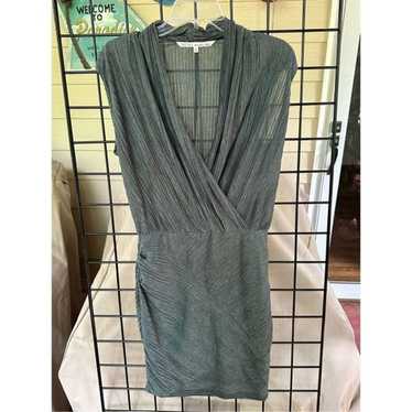Rachel Roy faux wrap dress deep v-neck olive gree… - image 1