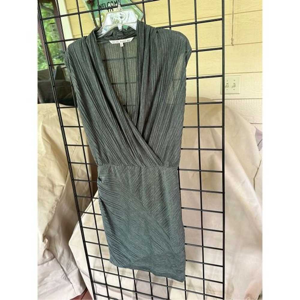 Rachel Roy faux wrap dress deep v-neck olive gree… - image 3