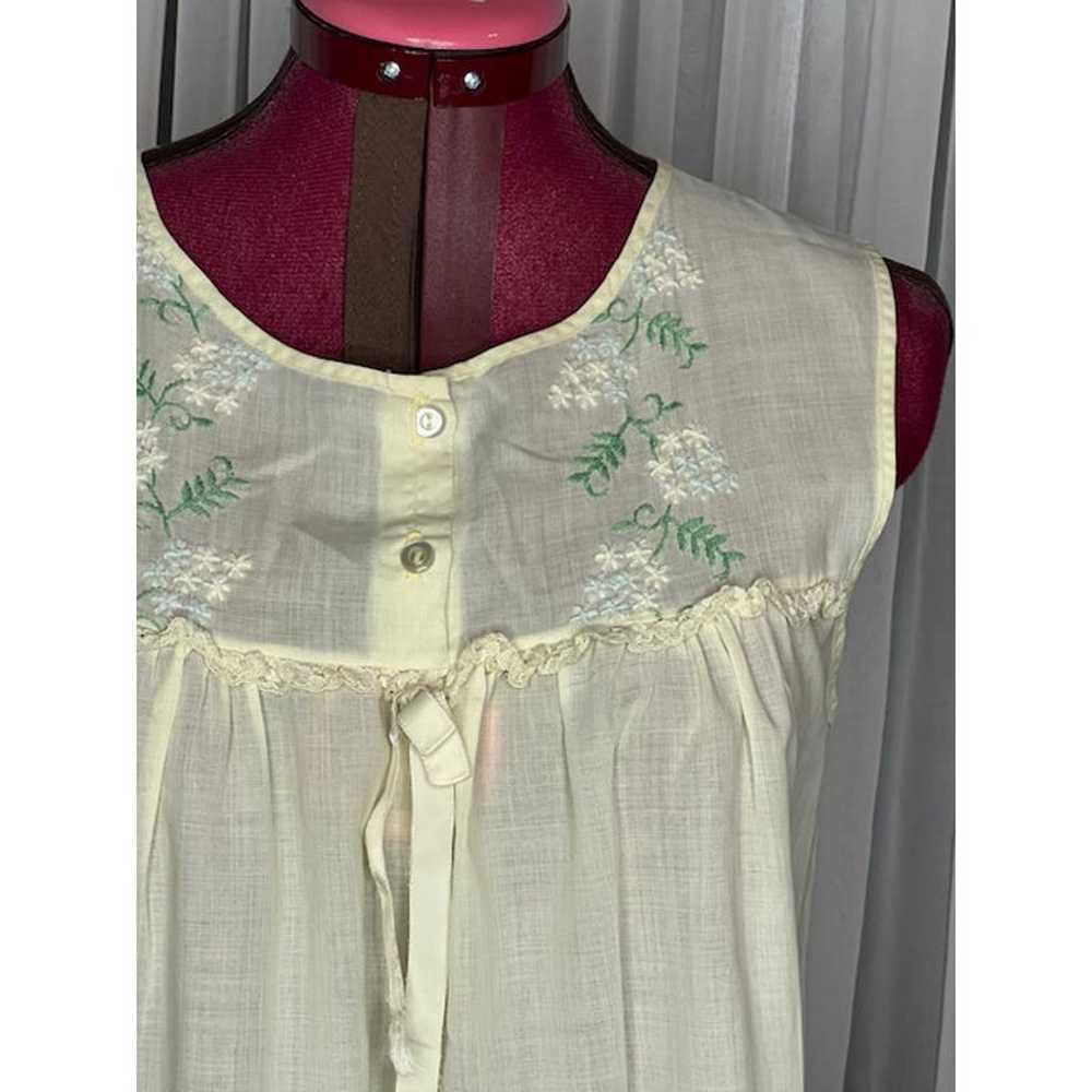 house dress Nightgown floral cotton yellow embroi… - image 3