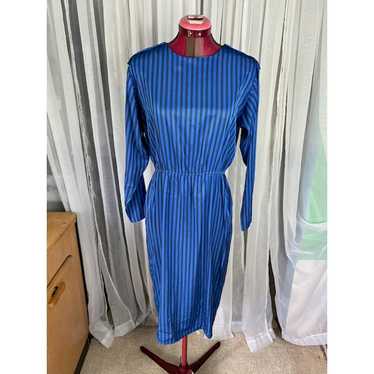 shirt dress vintage 1980s striped blue black