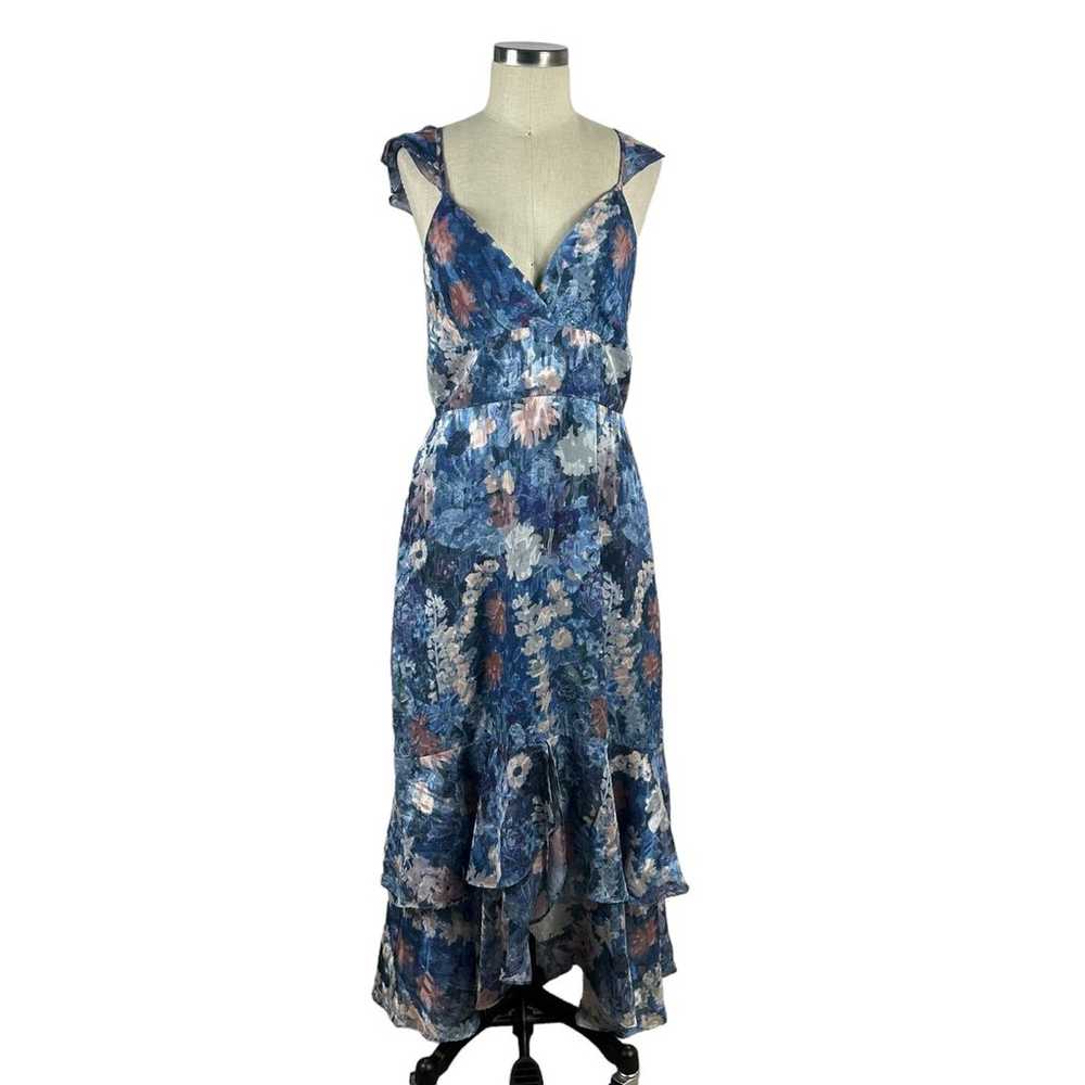 HUTCH Anthropologie Blue Floral Ruffle Midi Dress… - image 1