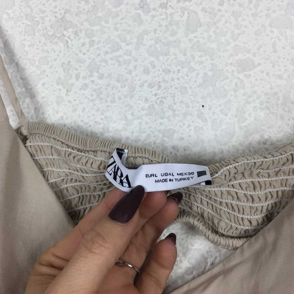 Zara Cream Cut Out Smocked Sleeveless Summer Midi… - image 5