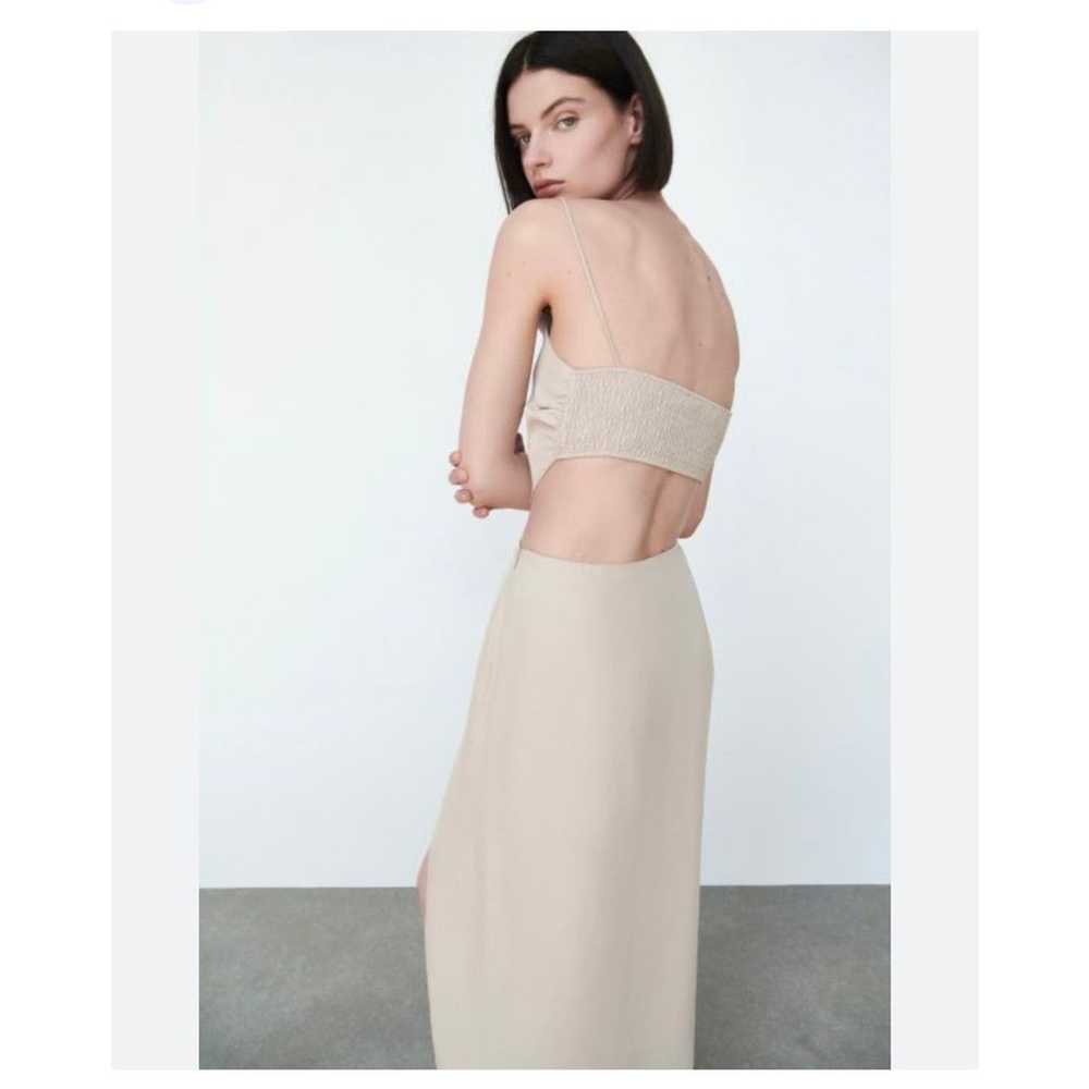 Zara Cream Cut Out Smocked Sleeveless Summer Midi… - image 8