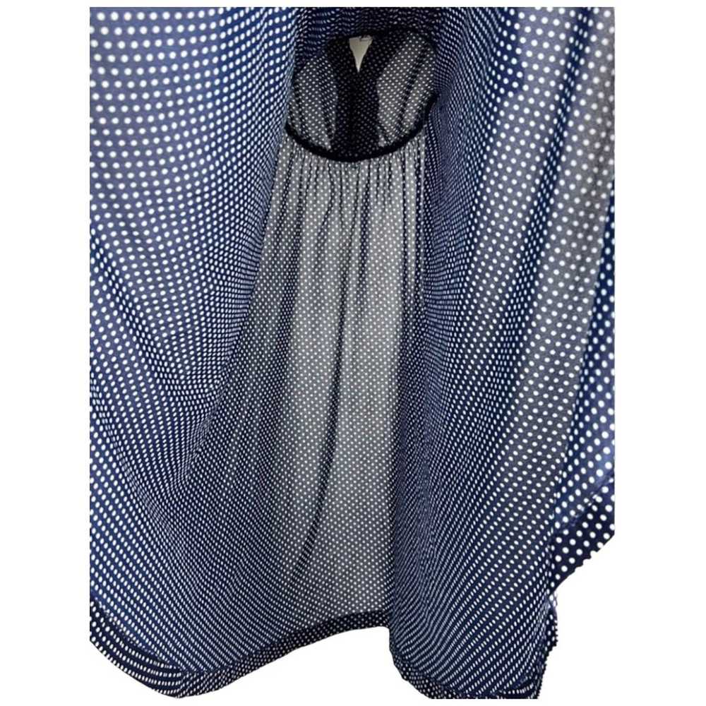 50s dress blue white polka dot buttons cuffed sle… - image 8