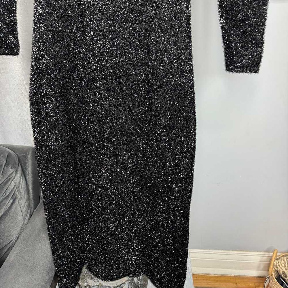 NWOT Zara Open Back Knit Tinsel Dress Black Shimm… - image 11