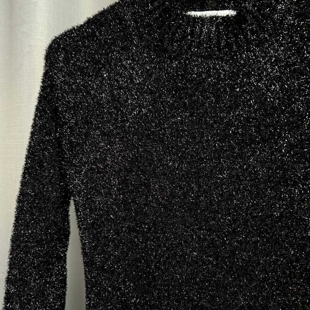 NWOT Zara Open Back Knit Tinsel Dress Black Shimm… - image 12