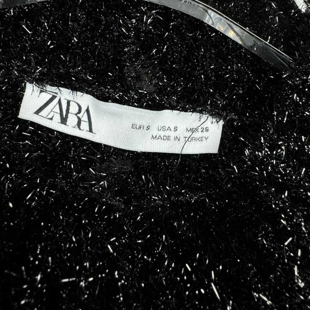 NWOT Zara Open Back Knit Tinsel Dress Black Shimm… - image 7