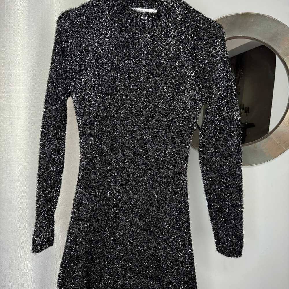 NWOT Zara Open Back Knit Tinsel Dress Black Shimm… - image 9